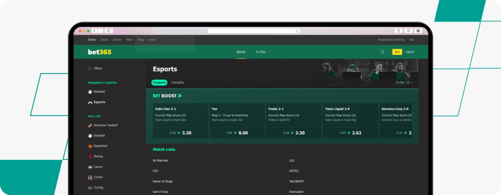 bet365 – Best Overall for Esports